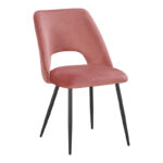 Chair Nelda dusty rose velvet fabric with metal black color leg 44x58x82cm