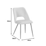 Chair Nelda beige velvet fabric with metal natural color leg 44x58x82cm - Image 2
