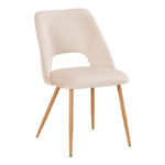 Chair Nelda beige velvet fabric with metal natural color leg 44x58x82cm