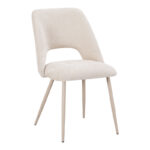 Chair Nelda cream velvet fabric with metal cream color leg 44x58x82cm
