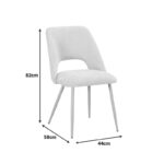 Chair Nelda cream velvet fabric with metal cream color leg 44x58x82cm - Image 5