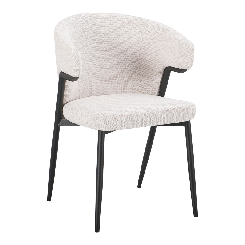 428-000019 Armchair Ezande beige fabric with black metal leg 48x55x81.5cm - Слика 1