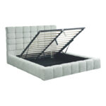 Double bed Pernant with storage space light grey boucle fabric 160x200cm - Слика 2