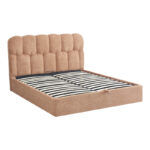 Double bed Sectra with storage space terracotta boucle fabric 160x200cm - Image 3