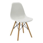 Julita chair white PP with wooden legs in natural finish 46x52x81cm