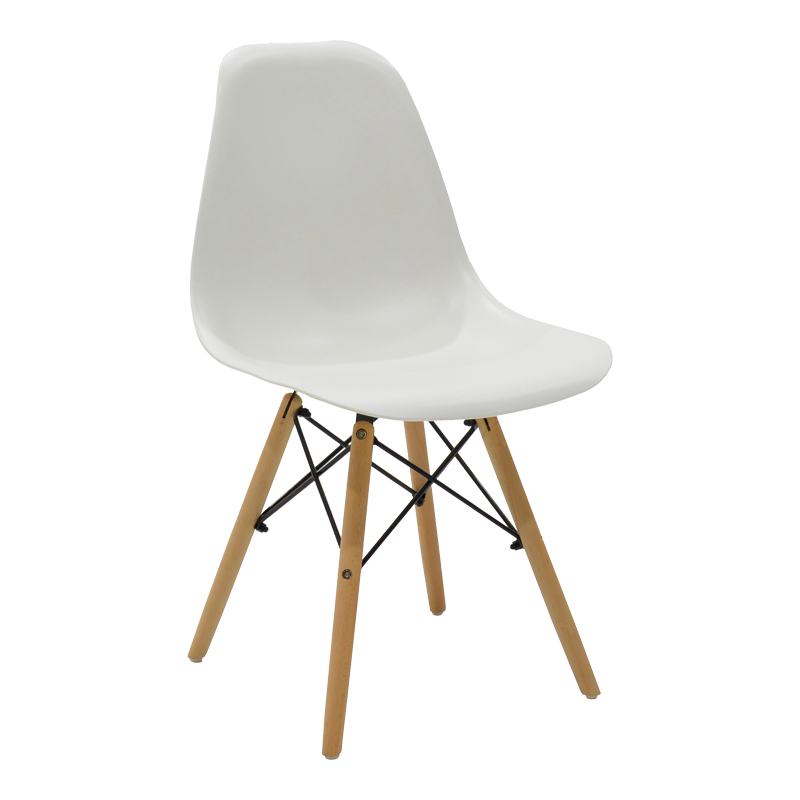 499-000001 Julita chair white PP with wooden legs in natural finish 46x52x81cm - Слика 1