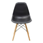 Julita chair black PP with wooden legs in natural finish 46x52x81cm - Слика 4