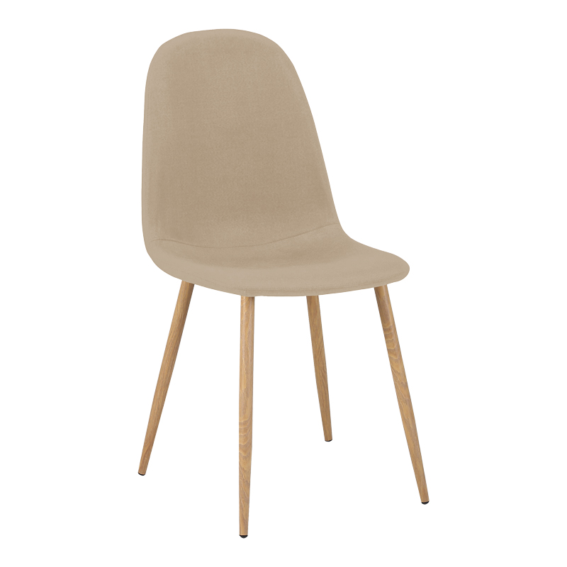 499-000017 Chair Bella beige fabric with natural color metal leg 44x55x85cm - Image 1