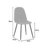 Chair Bella cream fabric with natural color metal leg 44x55x85cm - Image 5