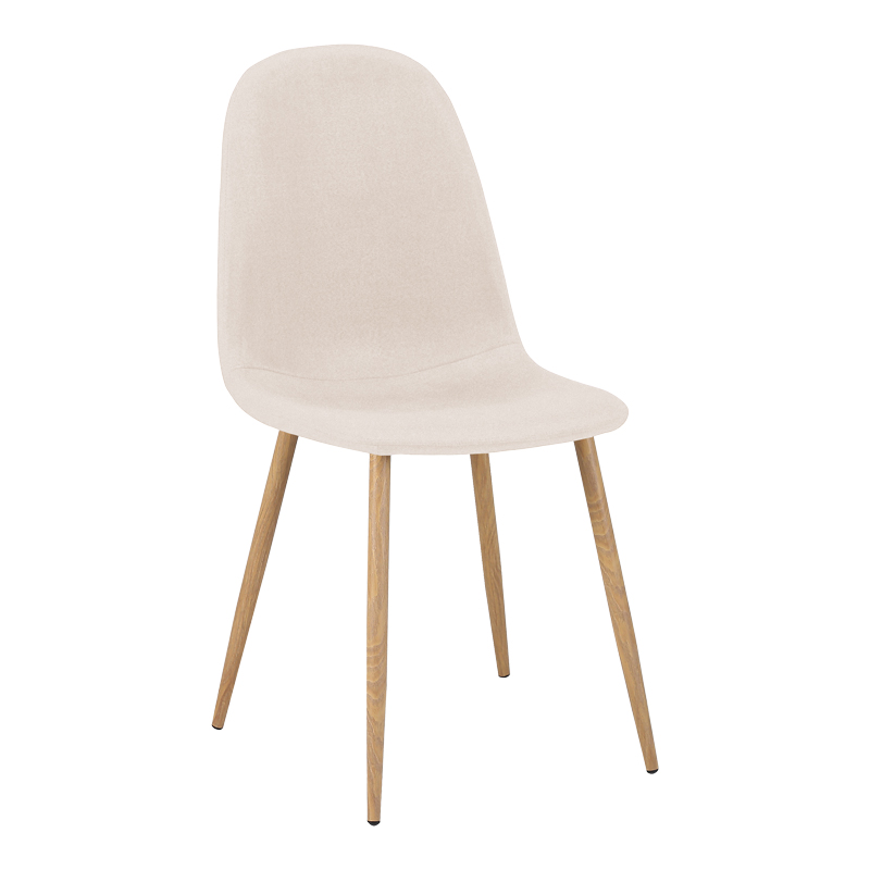 499-000018 Chair Bella cream fabric with natural color metal leg 44x55x85cm - Image 1