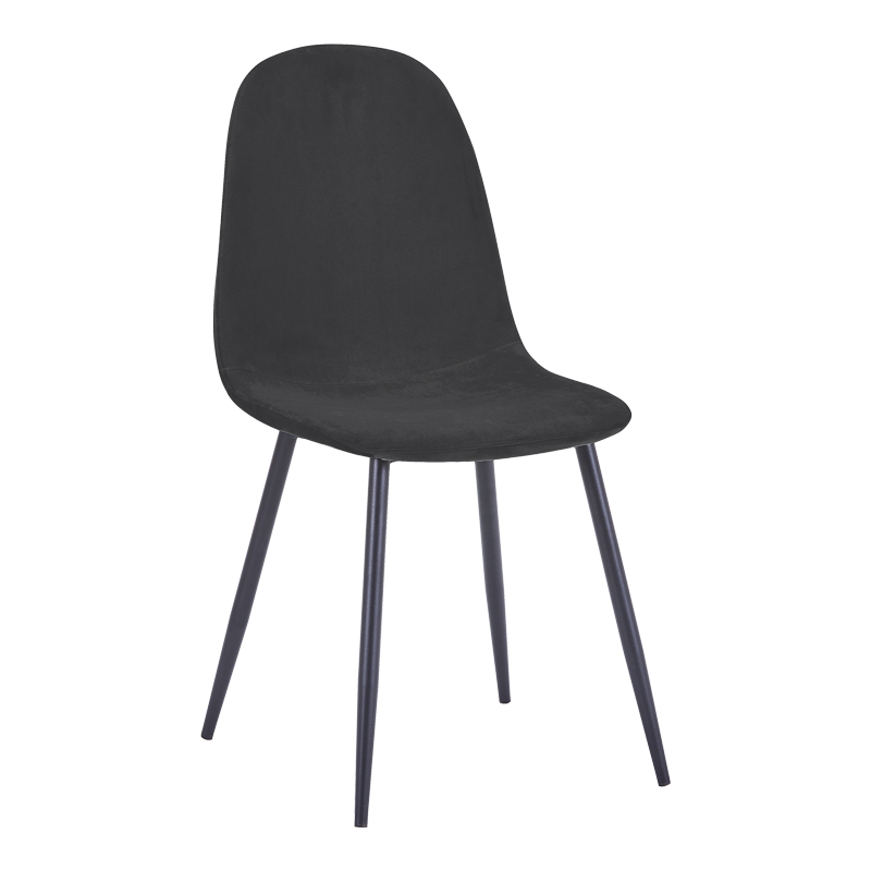 499-000023 Chair Bella black velvet fabric with black metal leg 44x55x85cm - Слика 1
