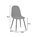 Chair Bella blue velvet fabric with black metal leg 44x55x85cm - Слика 5