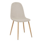Chair Bella beige velvet fabric with natural color metal leg 44x55x85cm