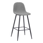 Middle height bar stool Bella grey fabric with black metal leg 41.5x49x98cm