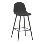 Middle height bar stool Bella anthracite fabric with black metal leg 41.5x49x98cm