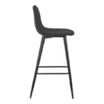 Middle height bar stool Bella anthracite fabric with black metal leg 41.5x49x98cm - Слика 3