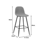 Middle height bar stool Bella anthracite fabric with black metal leg 41.5x49x98cm - Слика 5