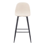 Middle height bar stool Bella ecru fabric with black metal leg 41.5x49x98cm - Слика 4