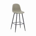 Middle height bar stool Bella olive green fabric with black metal leg 41.5x49x98cm