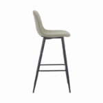 Middle height bar stool Bella olive green fabric with black metal leg 41.5x49x98cm - Слика 3