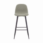 Middle height bar stool Bella olive green fabric with black metal leg 41.5x49x98cm - Слика 4