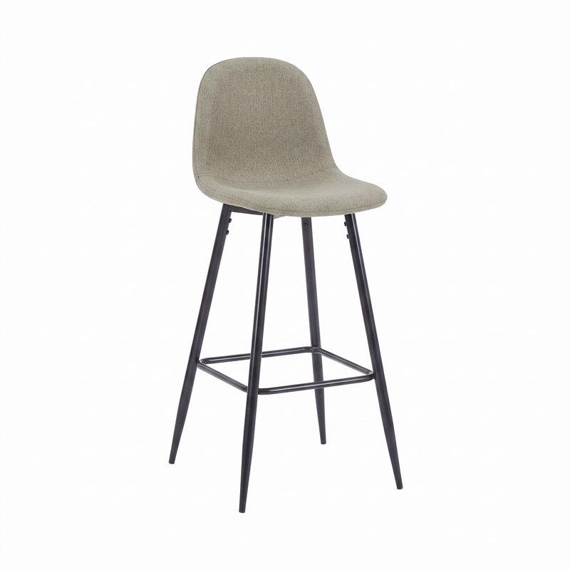 499-000030 Middle height bar stool Bella olive green fabric with black metal leg 41.5x49x98cm - Слика 1
