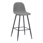 Bar stool Bella anthracite fabric with black metal leg 41.5x49x108cm