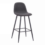 Bar stool Bella black fabric with black metal leg 41.5x49x108cm