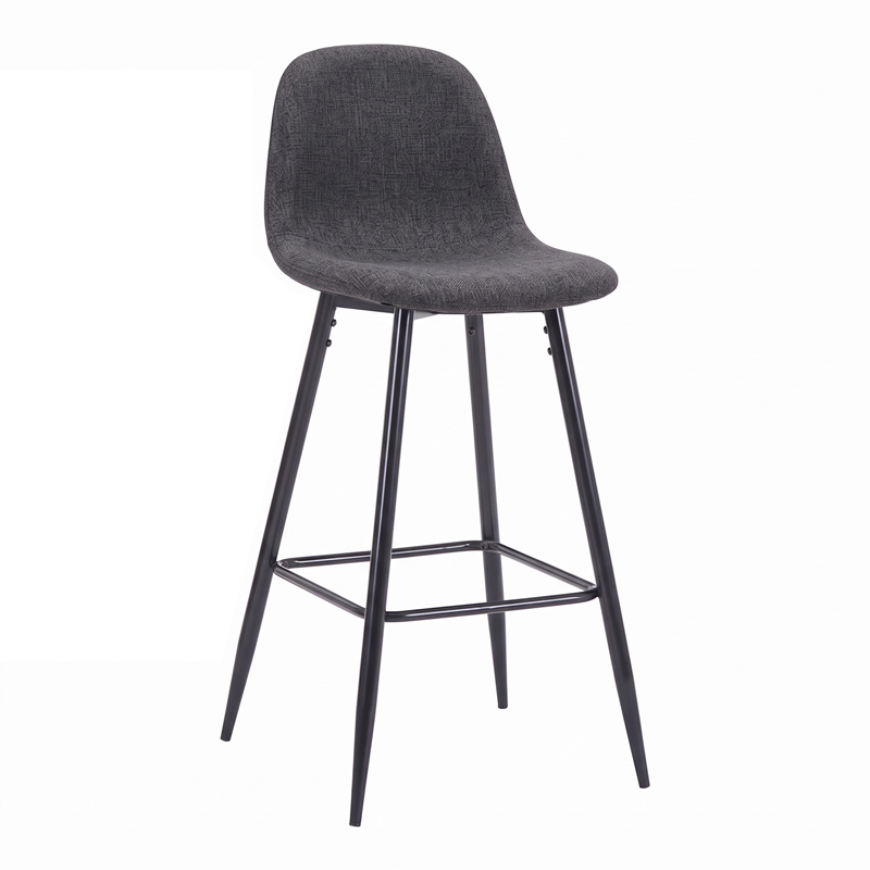 499-000032 Bar stool Bella black fabric with black metal leg 41.5x49x108cm - Слика 1