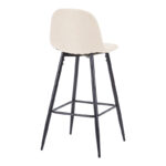 Bar stool Bella ecru fabric with black metal leg 41.5x49x108cm - Слика 2