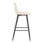 Bar stool Bella ecru fabric with black metal leg 41.5x49x108cm - Слика 3