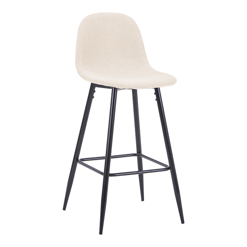 499-000033 Bar stool Bella ecru fabric with black metal leg 41.5x49x108cm - Слика 1