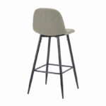 Bar stool Bella olive geen fabric with black metal leg 41.5x49x108cm - Слика 2
