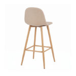 Mid-height bar stool Bella beige fabric with natural color metal leg 41.5x49x98cm - Image 2