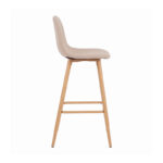 Mid-height bar stool Bella beige fabric with natural color metal leg 41.5x49x98cm - Image 3