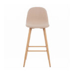 Mid-height bar stool Bella beige fabric with natural color metal leg 41.5x49x98cm - Image 4