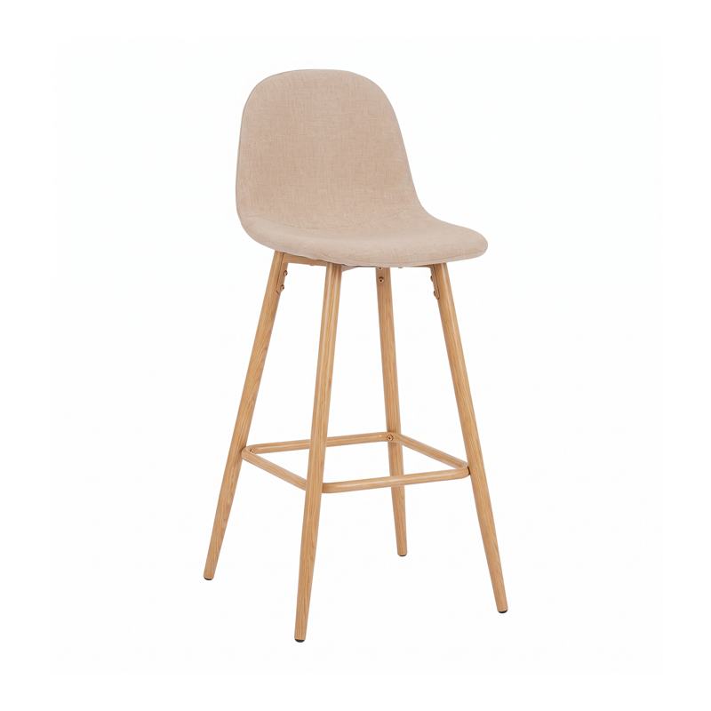 499-000035 Mid-height bar stool Bella beige fabric with natural color metal leg 41.5x49x98cm - Image 1