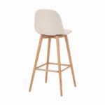 Mid-height bar stool Bella cream fabric with natural color metal leg 41.5x49x98cm - Image 2