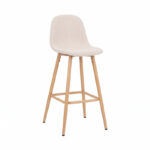 Mid-height bar stool Bella cream fabric with natural color metal leg 41.5x49x98cm