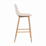 Mid-height bar stool Bella cream fabric with natural color metal leg 41.5x49x98cm - Image 3