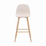 Mid-height bar stool Bella cream fabric with natural color metal leg 41.5x49x98cm - Image 4