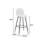 Mid-height bar stool Bella cream fabric with natural color metal leg 41.5x49x98cm - Image 5