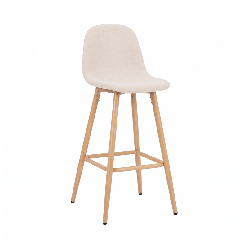 499-000036 Mid-height bar stool Bella cream fabric with natural color metal leg 41.5x49x98cm - Image 1