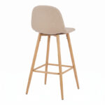 Bar stool Bella beige fabric with natural color metal leg 41.5x49x108cm - Image 2