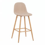 Bar stool Bella beige fabric with natural color metal leg 41.5x49x108cm