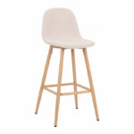 Bar stool Bella cream fabric with natural color metal leg 41.5x49x108cm