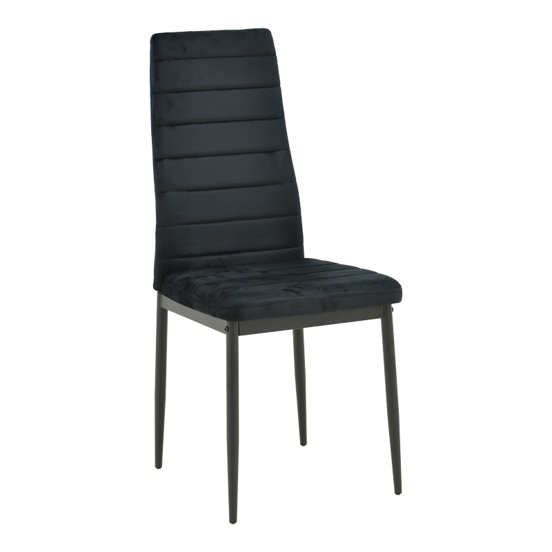 499-000045 Chair Parker black velvet with black metal leg 41x48x96cm - Слика 1