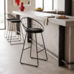 Seth bar stool black metal wire with black pvc cushion