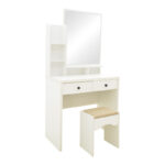 Dressing table Cenzo in white and grey-beige color 80x40x155cm