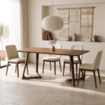 Dining table Pendra walnut mdf with solid wood legs 150x80x75cm - Image 2